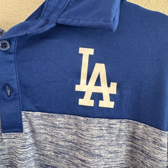 Majestic LA Dodgers Blue & Heather Hooded Polo Shirt – Size L (Men) - Picture 2 of 4